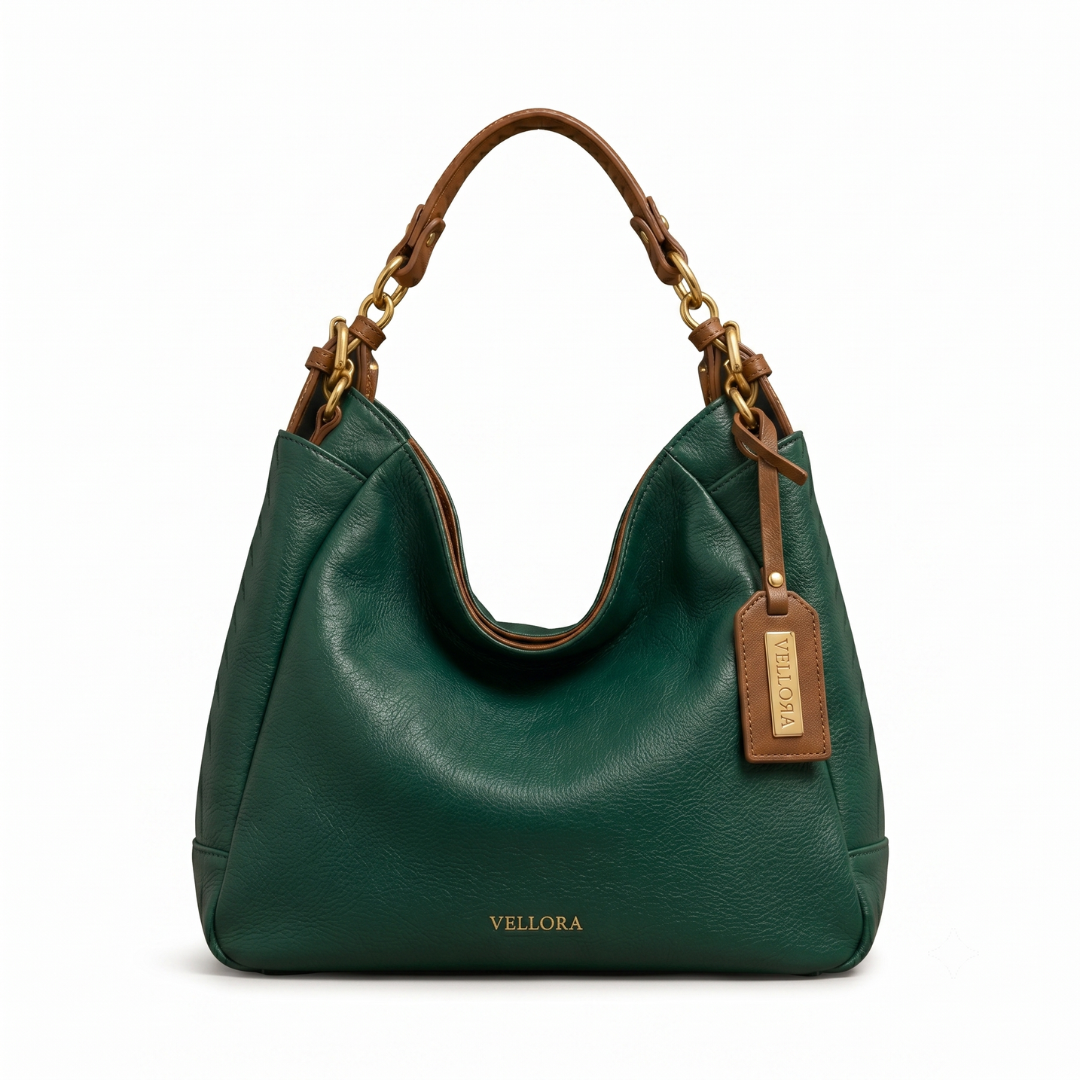 Vellora Bianca Emerald Leather Shoulder Bag