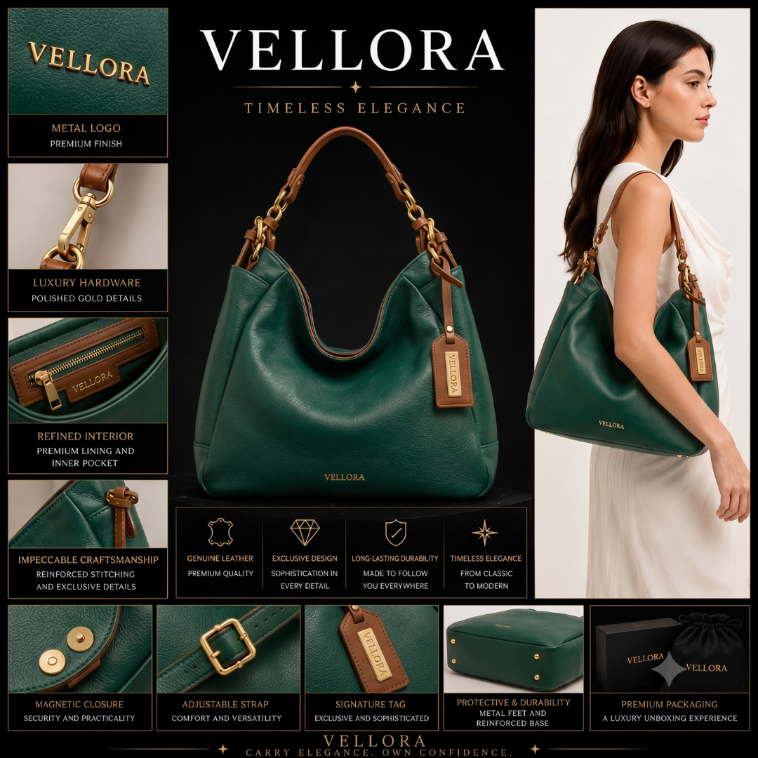 Vellora Bianca Emerald Leather Shoulder Bag
