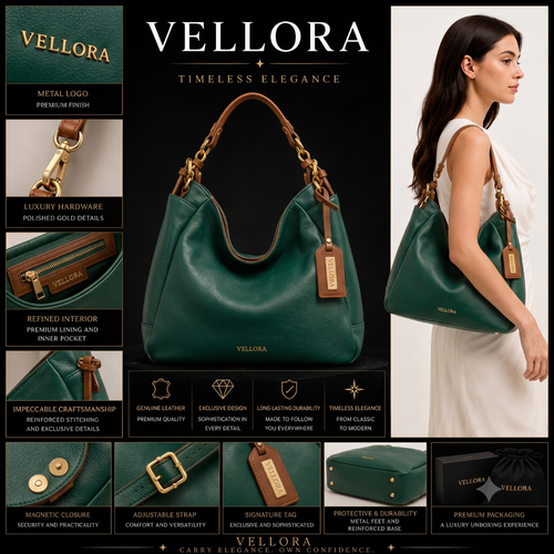 Vellora Bianca Emerald Leather Shoulder Bag