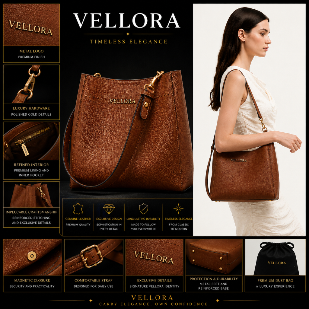 Vellora Siena Leather Tote Bag