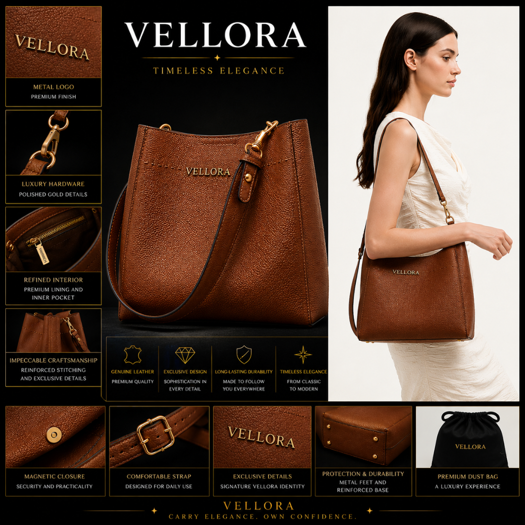 Vellora Siena Leather Tote Bag